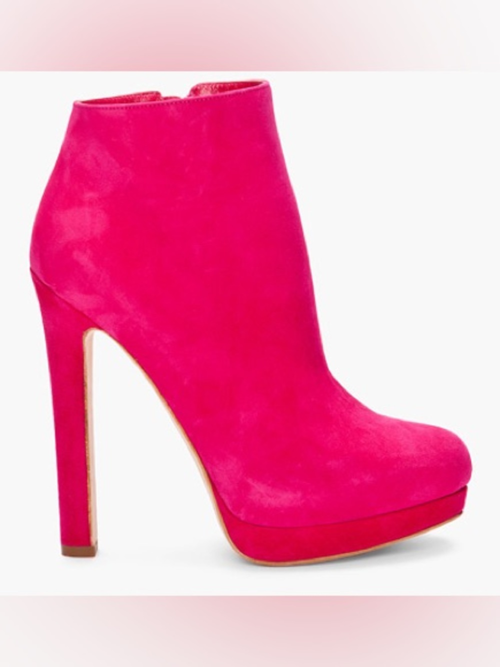 Alexander McQueen fuchsia Suede High-Heel Platform Ankle Bootie